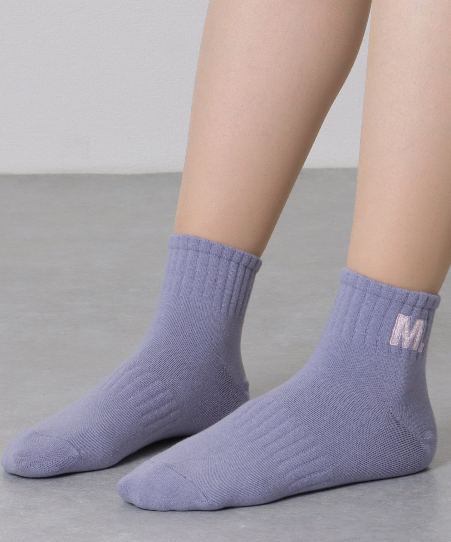 【5足組】アルファベット 刺繍付 リブ ショート ソックス