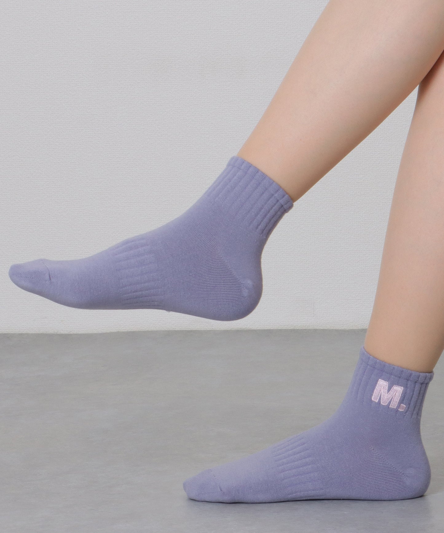 【5足組】アルファベット 刺繍付 リブ ショート ソックス