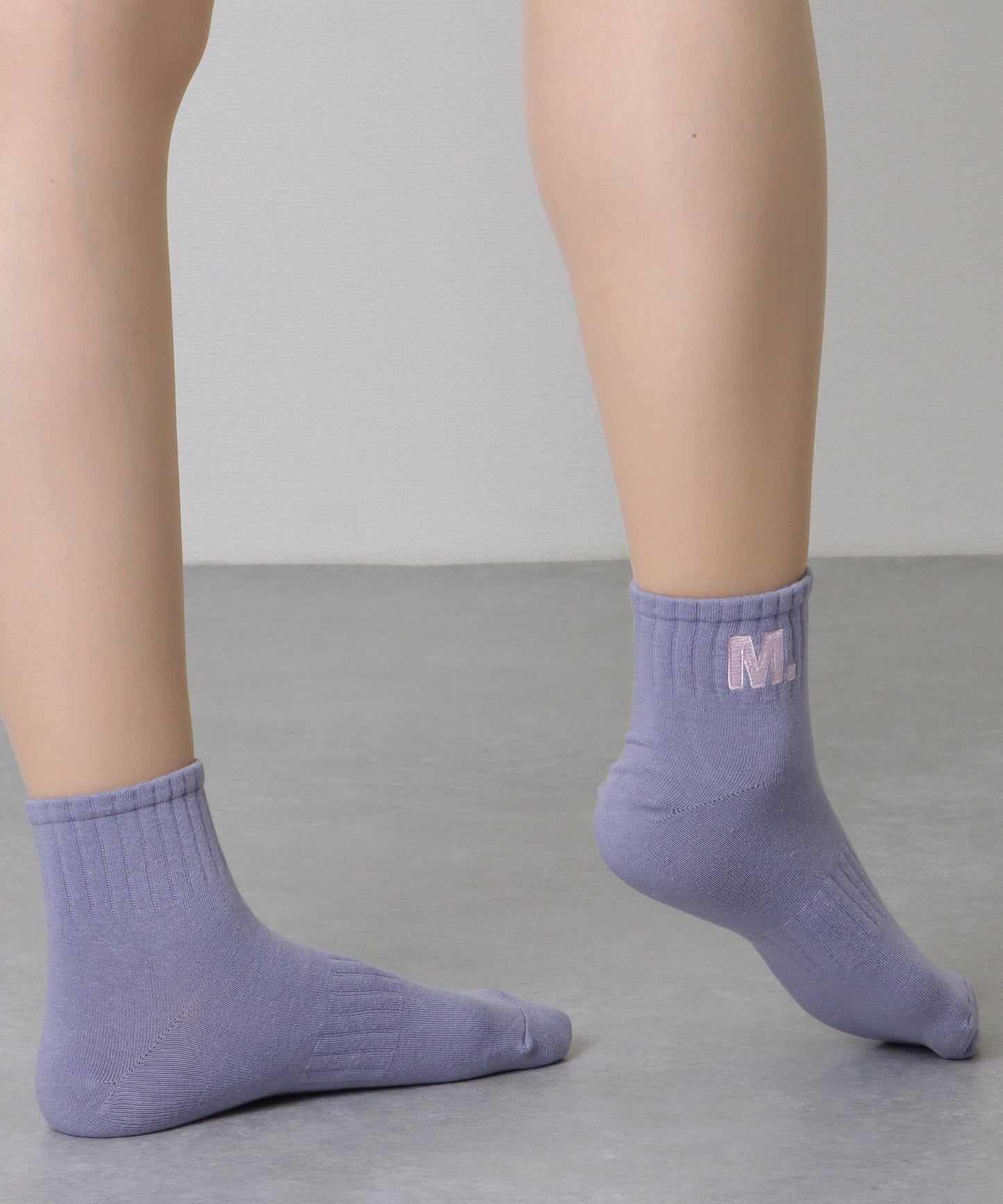 【5足組】アルファベット 刺繍付 リブ ショート ソックス