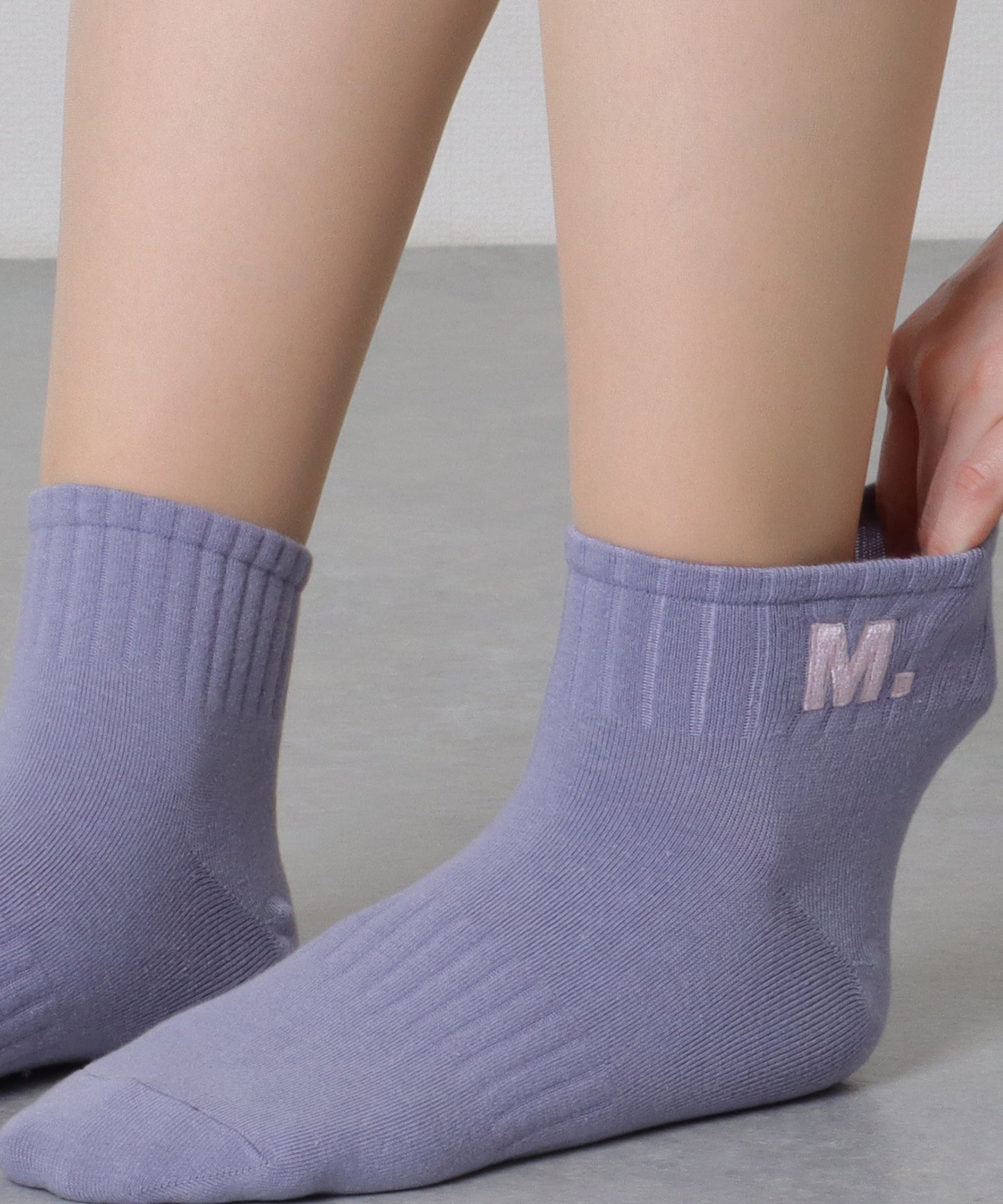 【5足組】アルファベット 刺繍付 リブ ショート ソックス