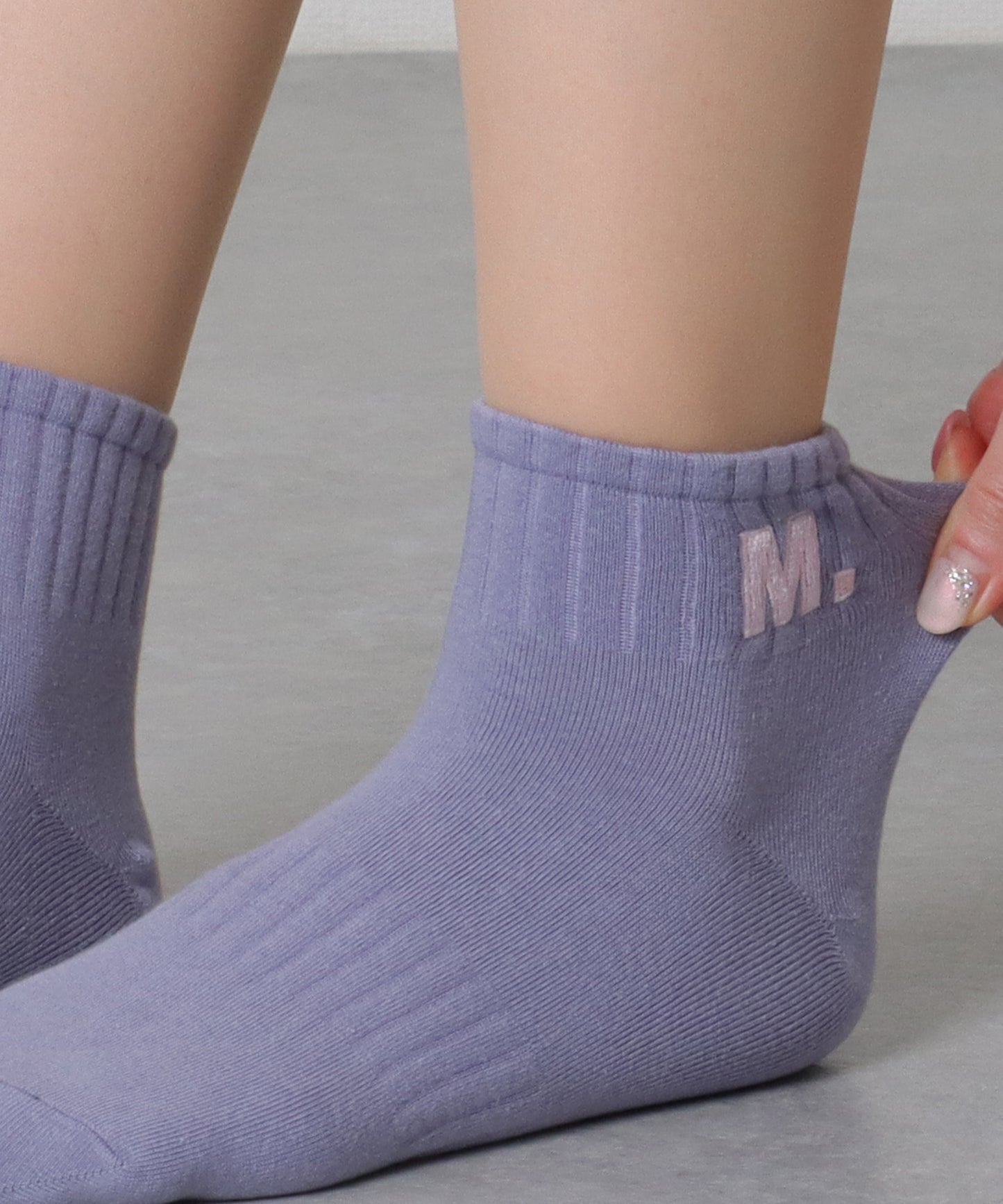 【5足組】アルファベット 刺繍付 リブ ショート ソックス