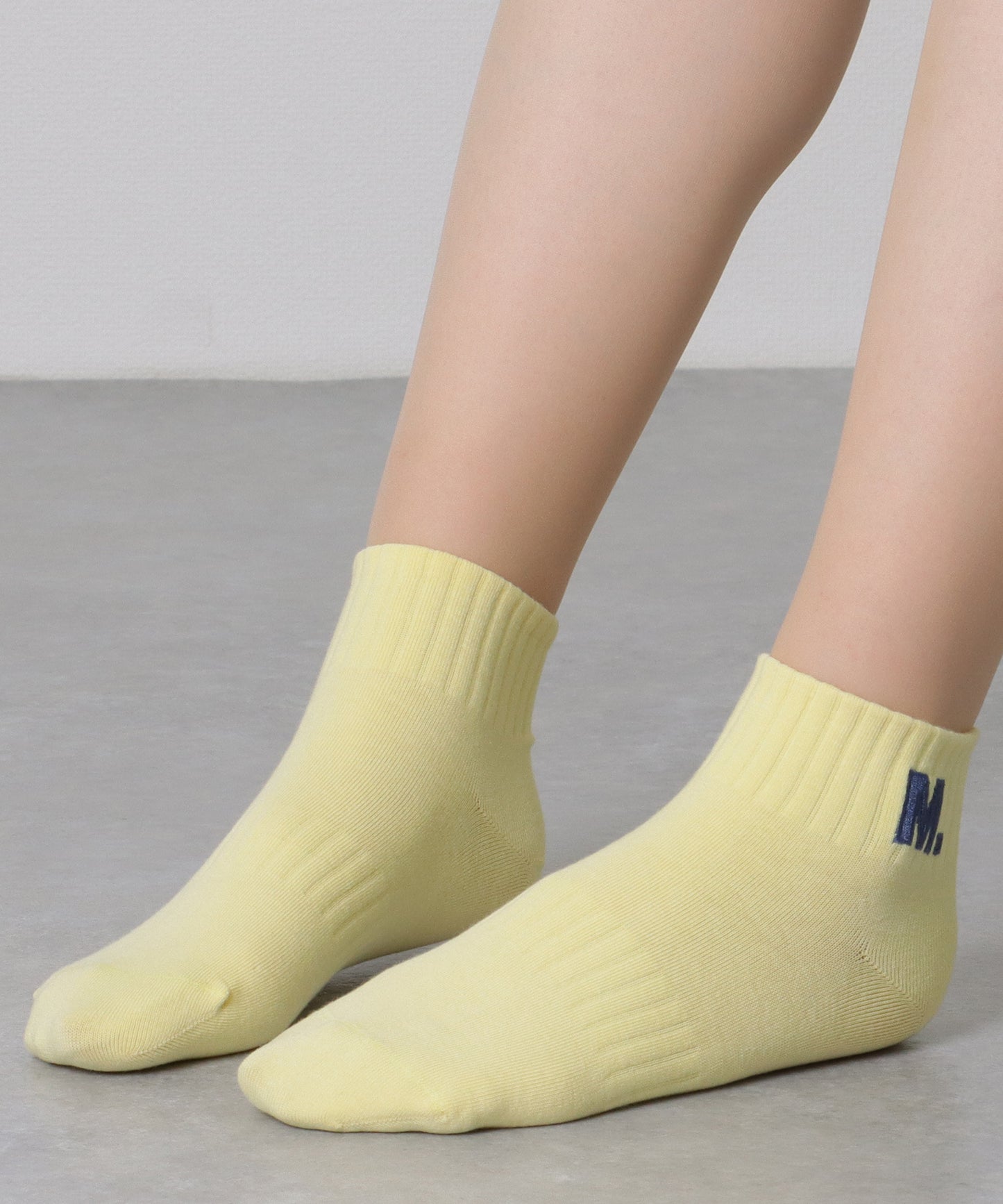 【5足組】アルファベット 刺繍付 リブ ショート ソックス