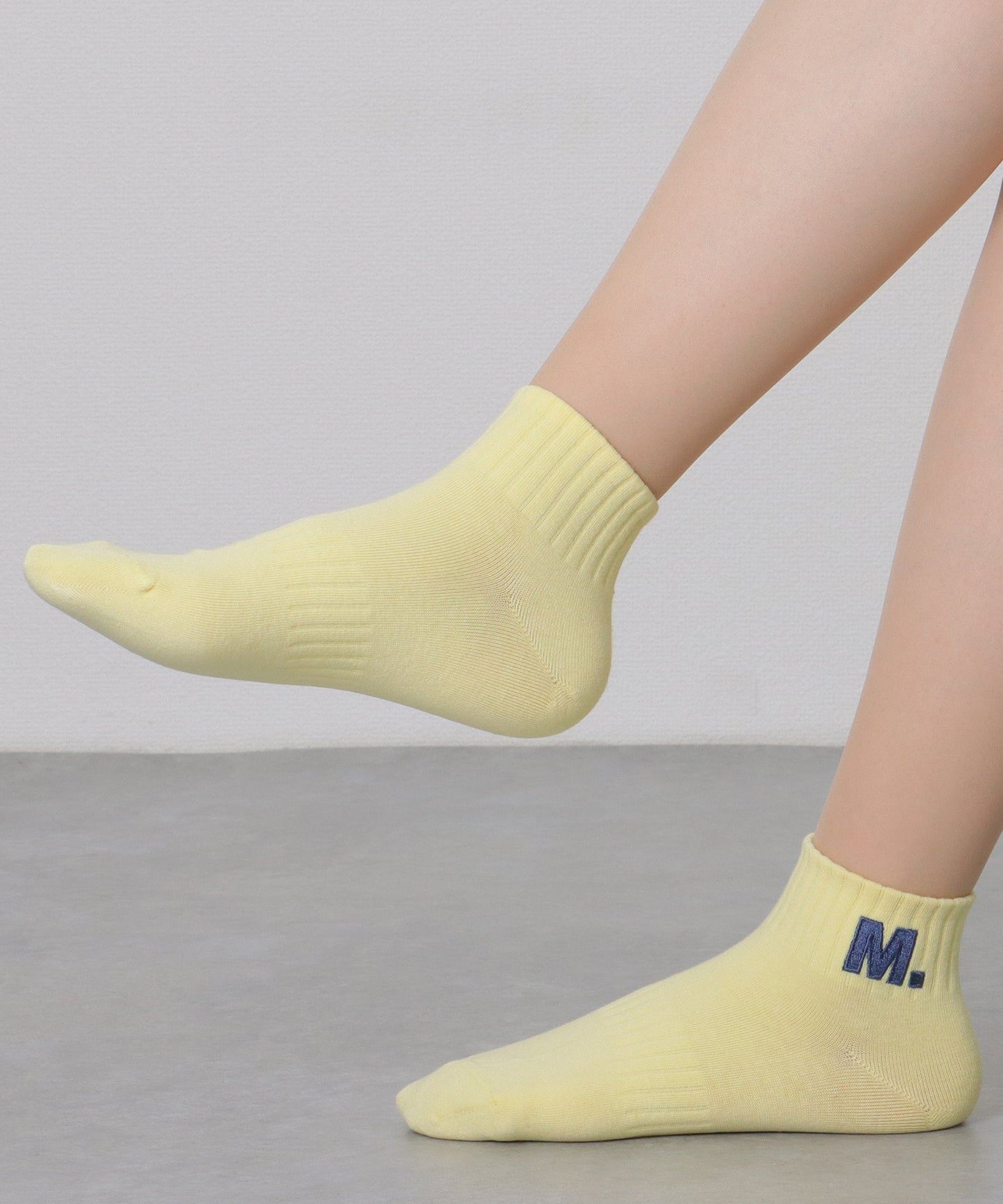 【5足組】アルファベット 刺繍付 リブ ショート ソックス