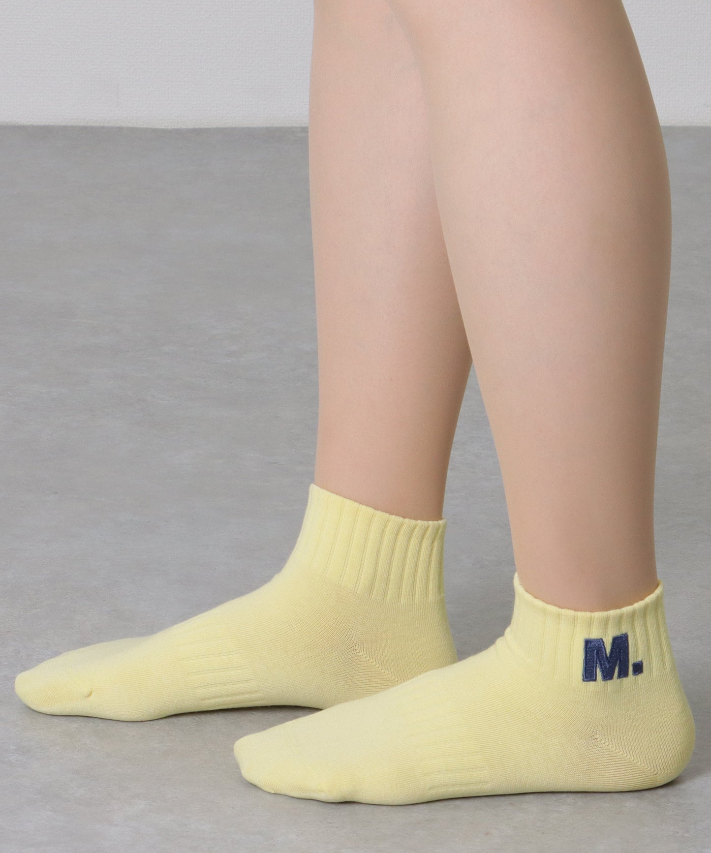 【5足組】アルファベット 刺繍付 リブ ショート ソックス