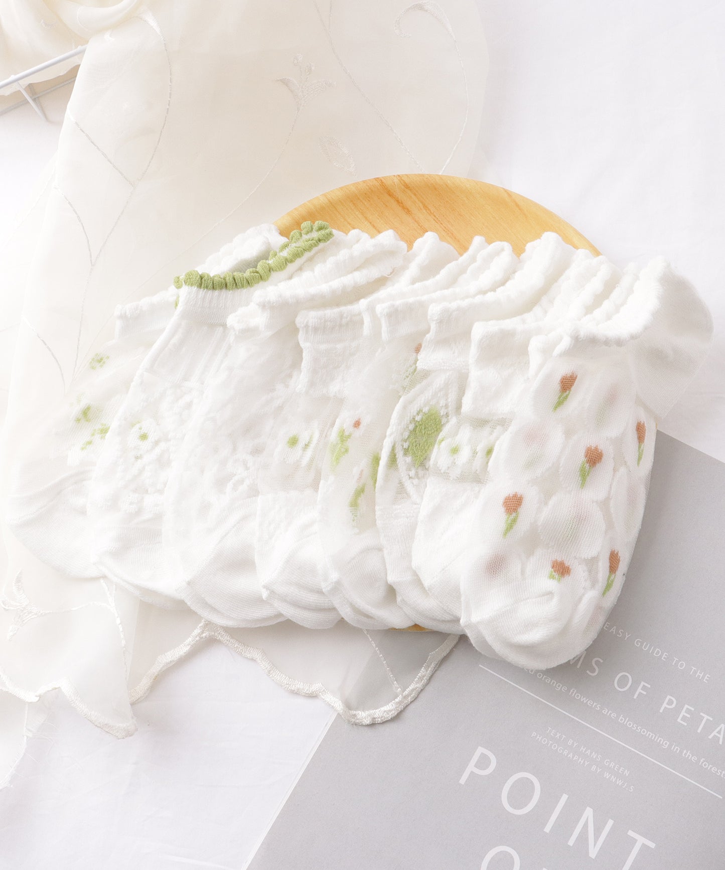【8足組】 花柄 シースルー バラエティ スニーカー ソックス