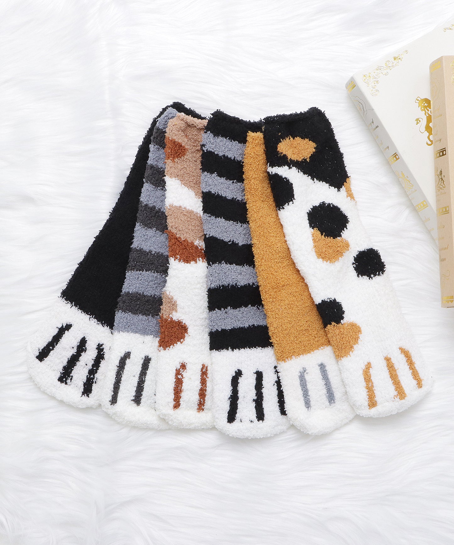 【6色組】ねこモチーフルームソックスセット
