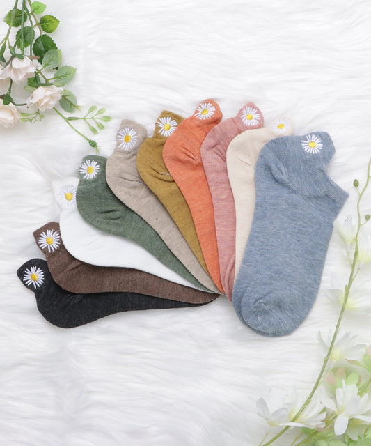 【10色組】ワンポイント刺繍くるぶしソックスセット