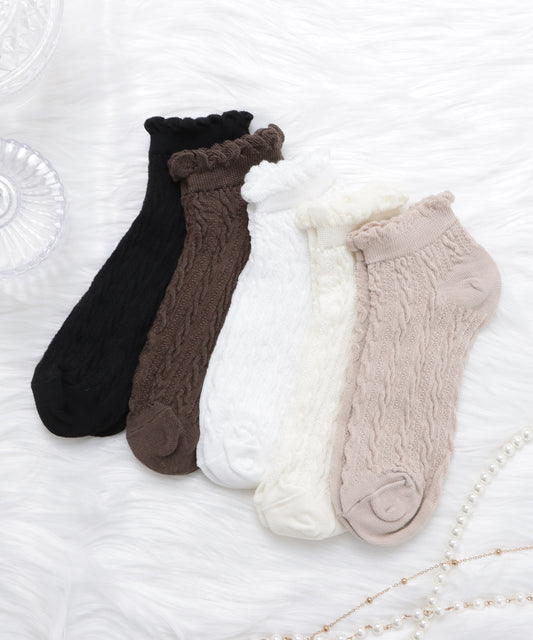 【5色組】丈が選べるケーブル編ソックスセット