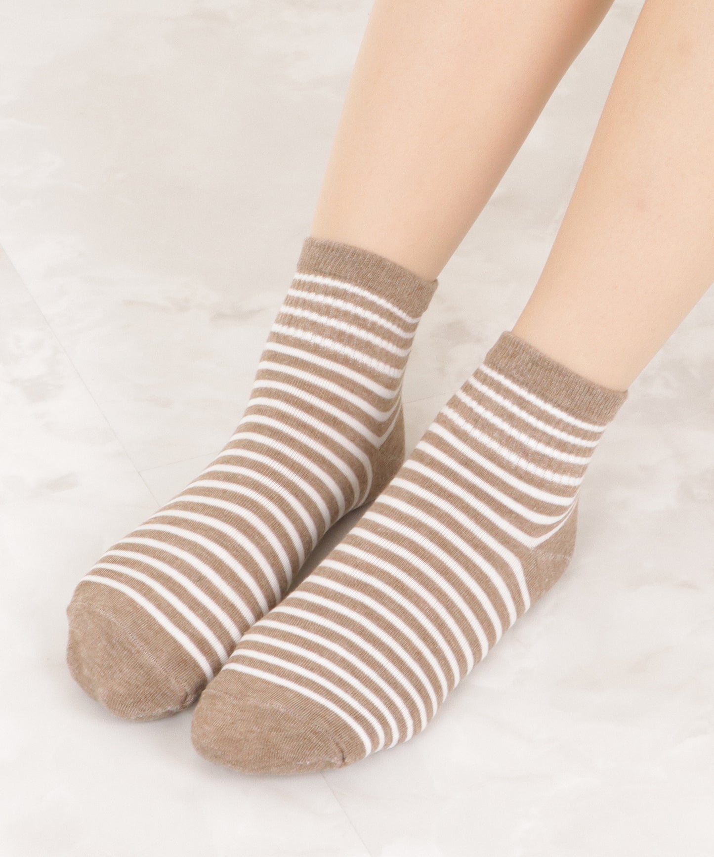 【5色組】ボーダー柄ショートソックスセット
