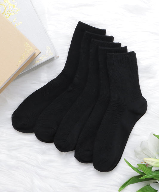 【同色 5足組】 クルーリブソックスセット