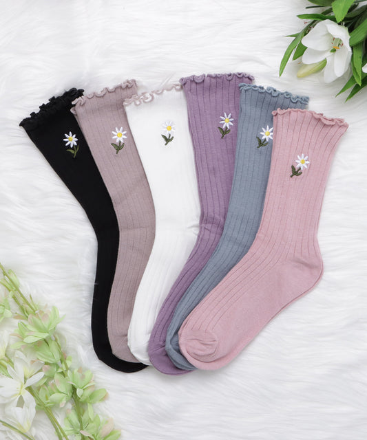 【6足組】 ワンポイントメロウフリルショートソックスセット