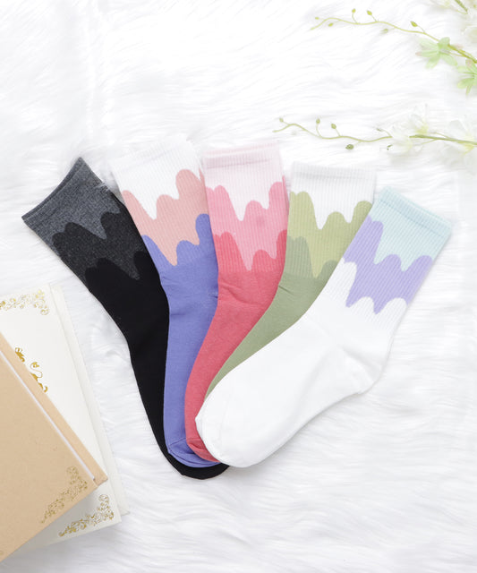 【5色組】 グラデーションクルーソックスセット