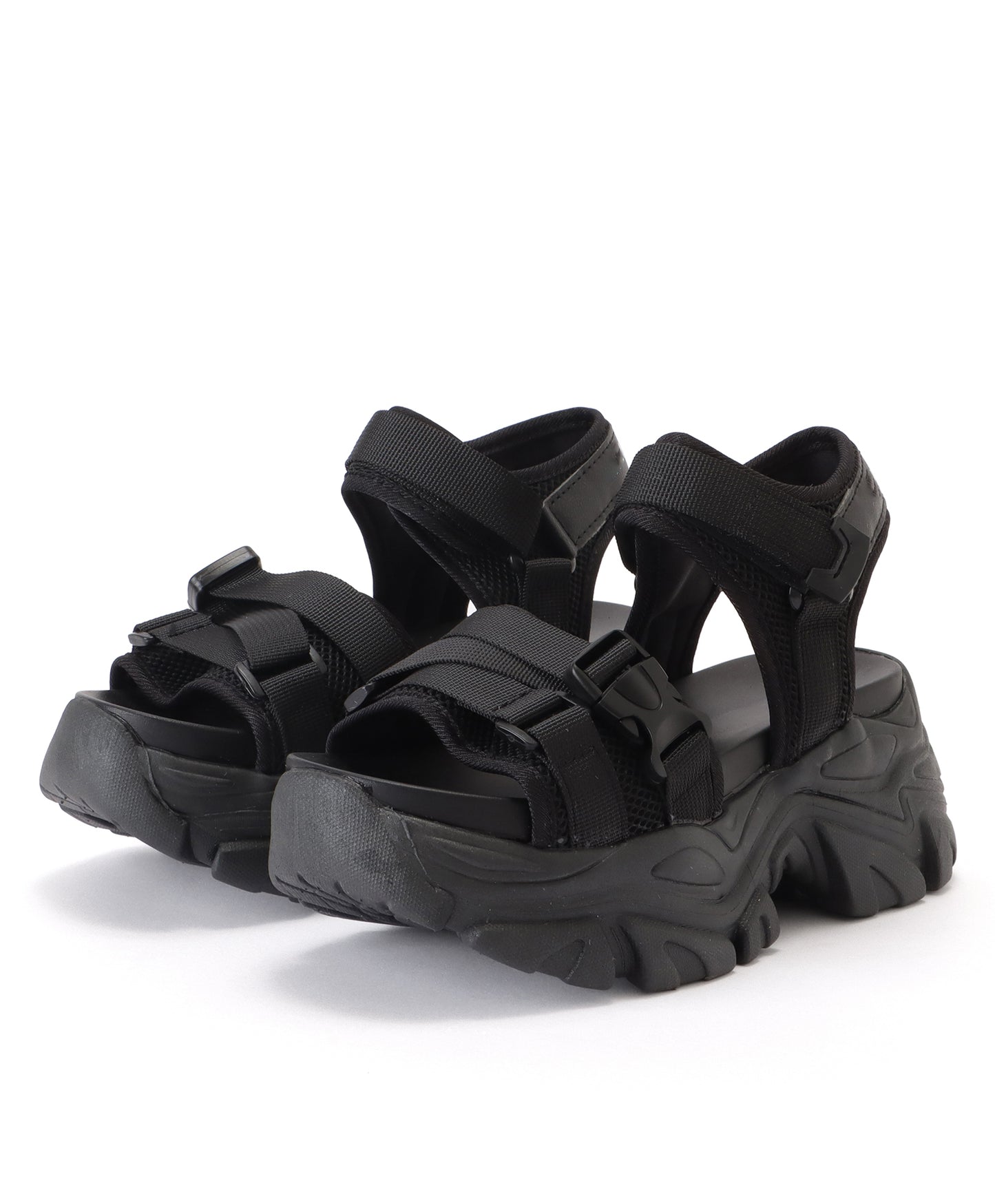 厚底メッシュプラットフォームサンダル