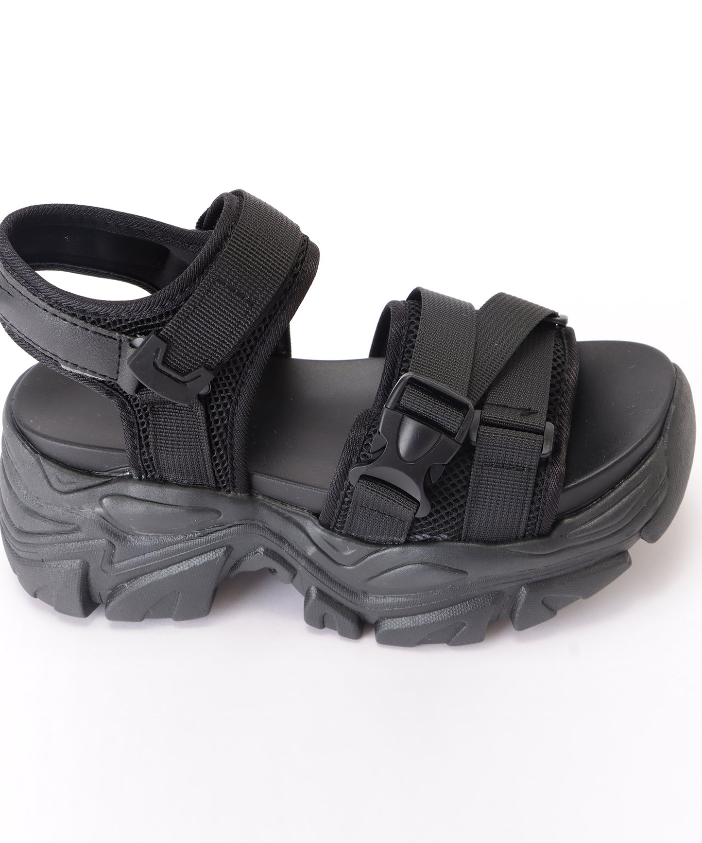 厚底メッシュプラットフォームサンダル