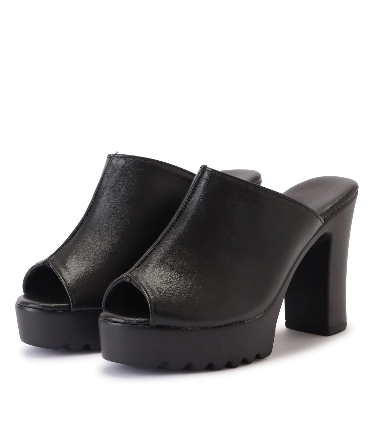 チャンキーヒールミュールサンダル