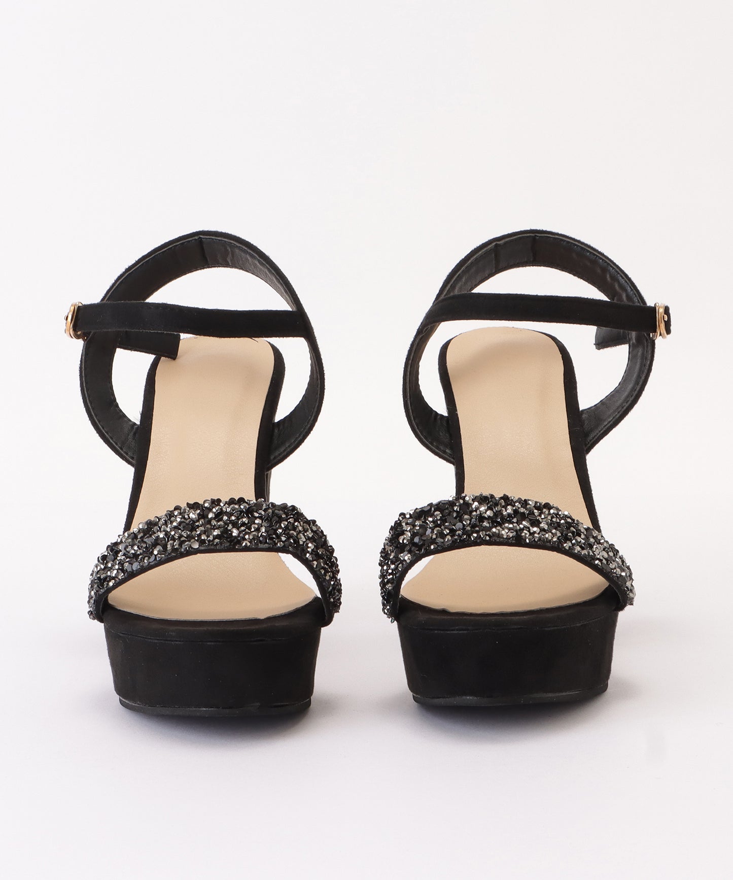 スエードチャンキーハイヒールサンダル