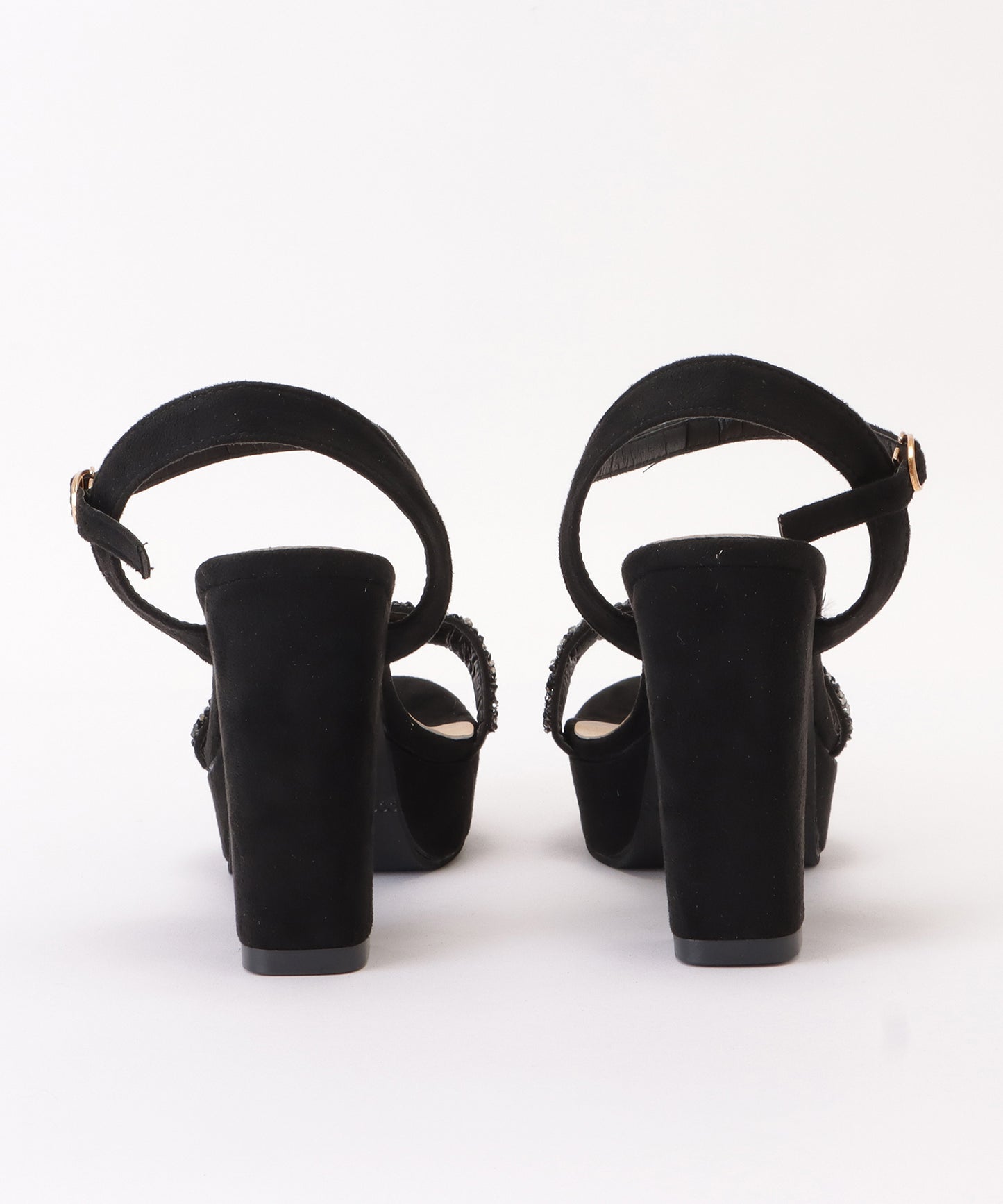 スエードチャンキーハイヒールサンダル