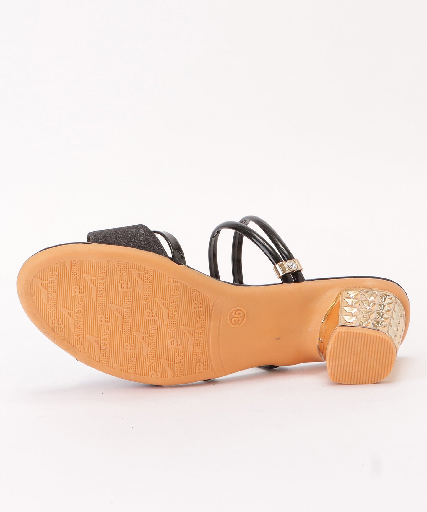 スタッズヒールストラップサンダル