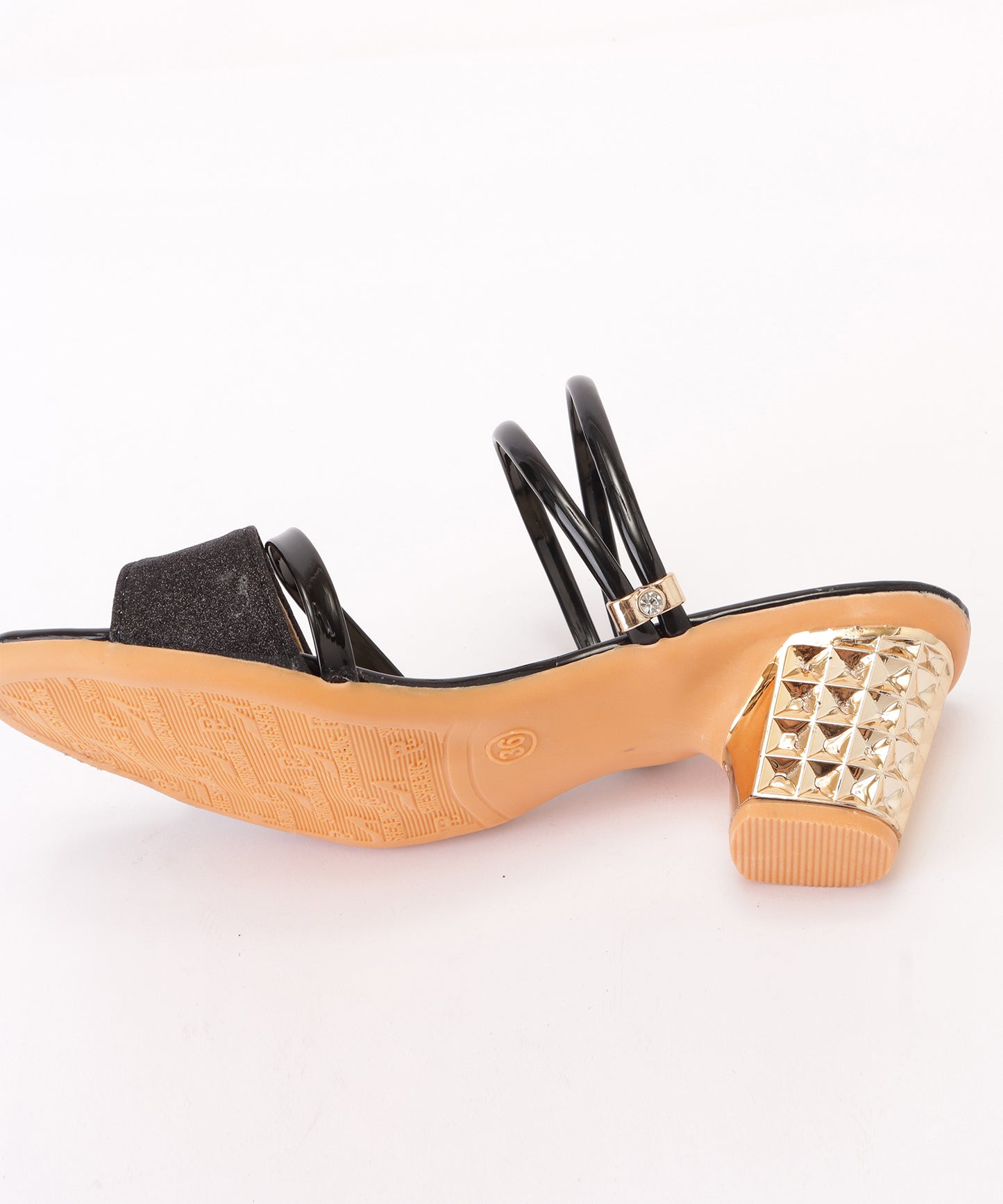 スタッズヒールストラップサンダル