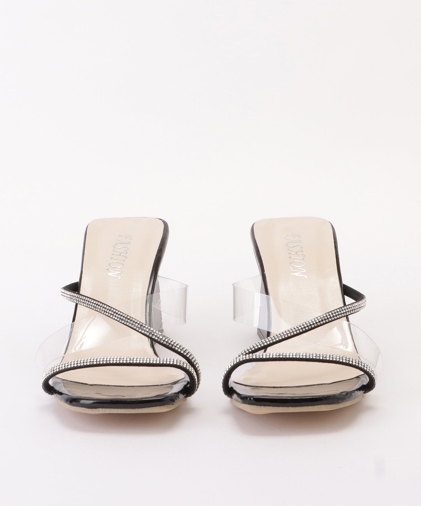 ビジューストラップミュールサンダル