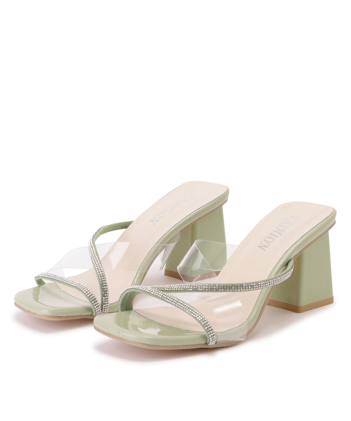 ビジューストラップミュールサンダル