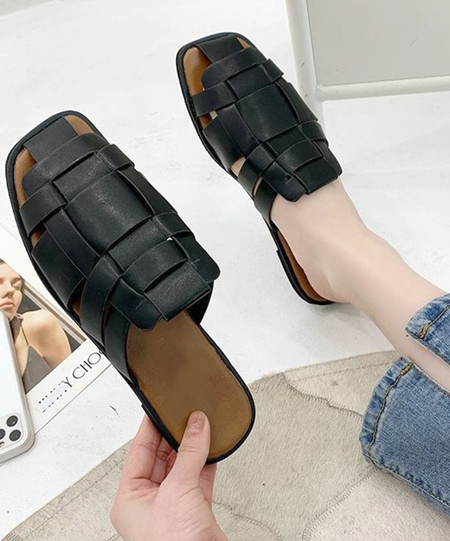 編み込みスリッパサンダル