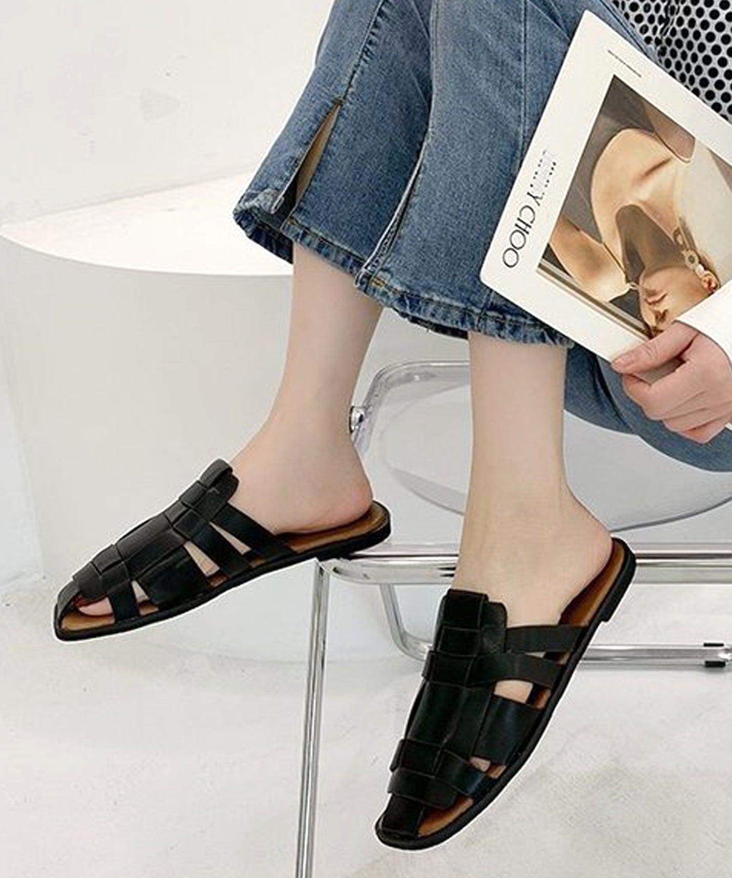 編み込みスリッパサンダル