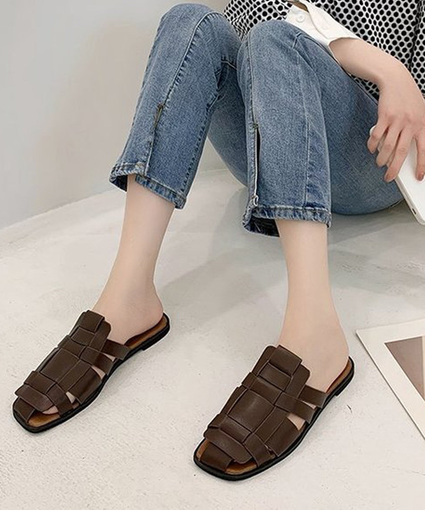 編み込みスリッパサンダル