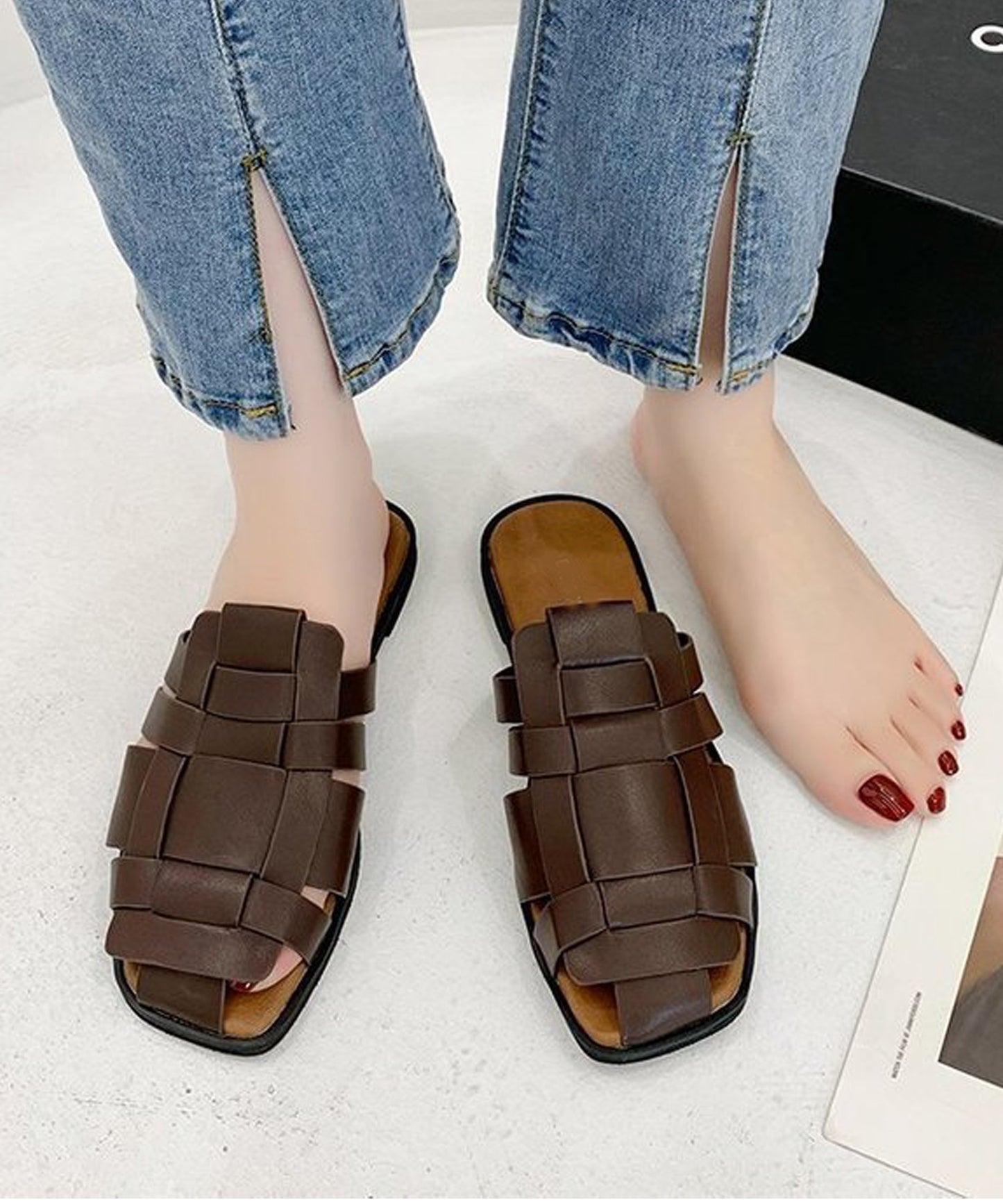 編み込みスリッパサンダル