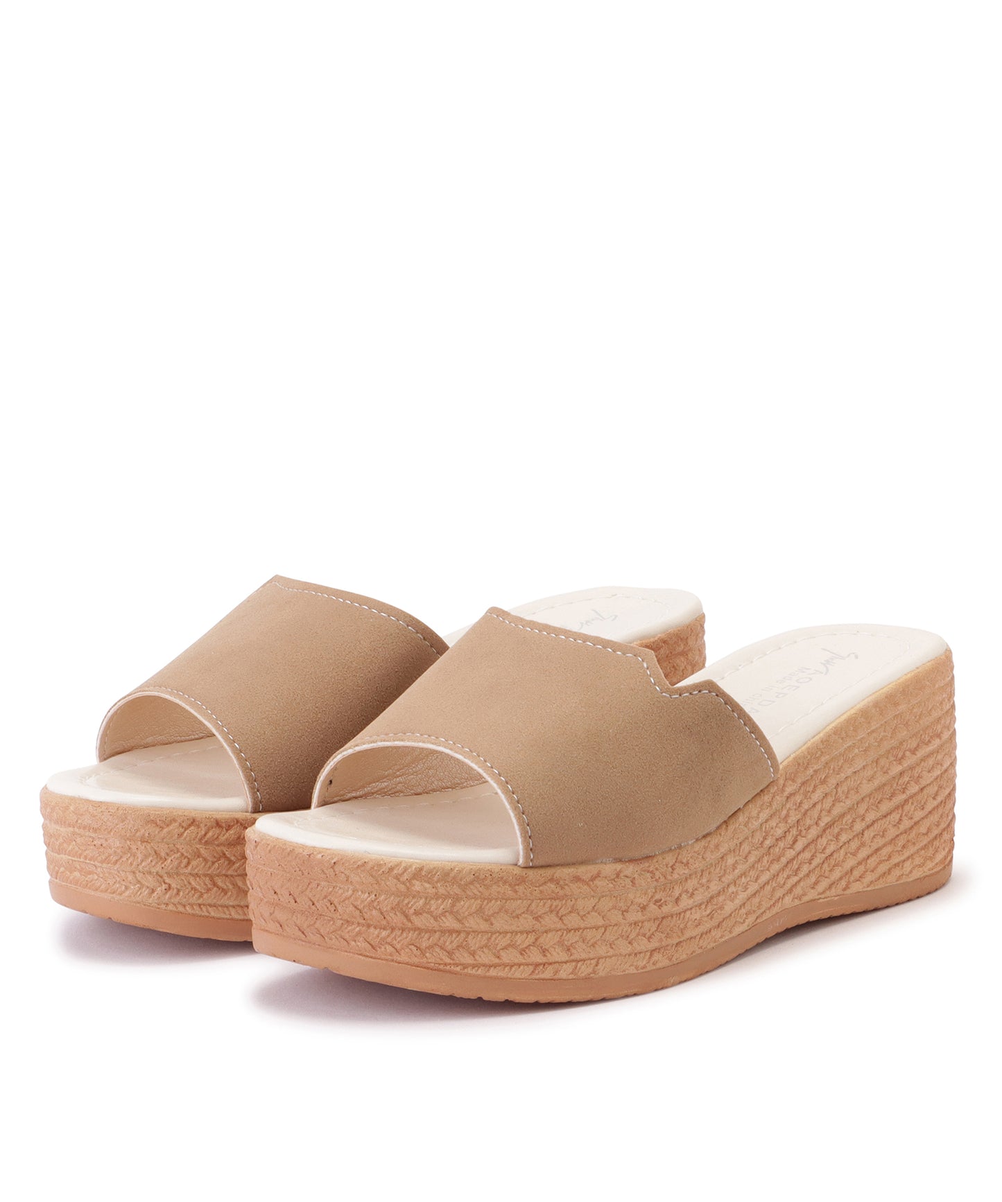 スエード調スリット厚底サンダル