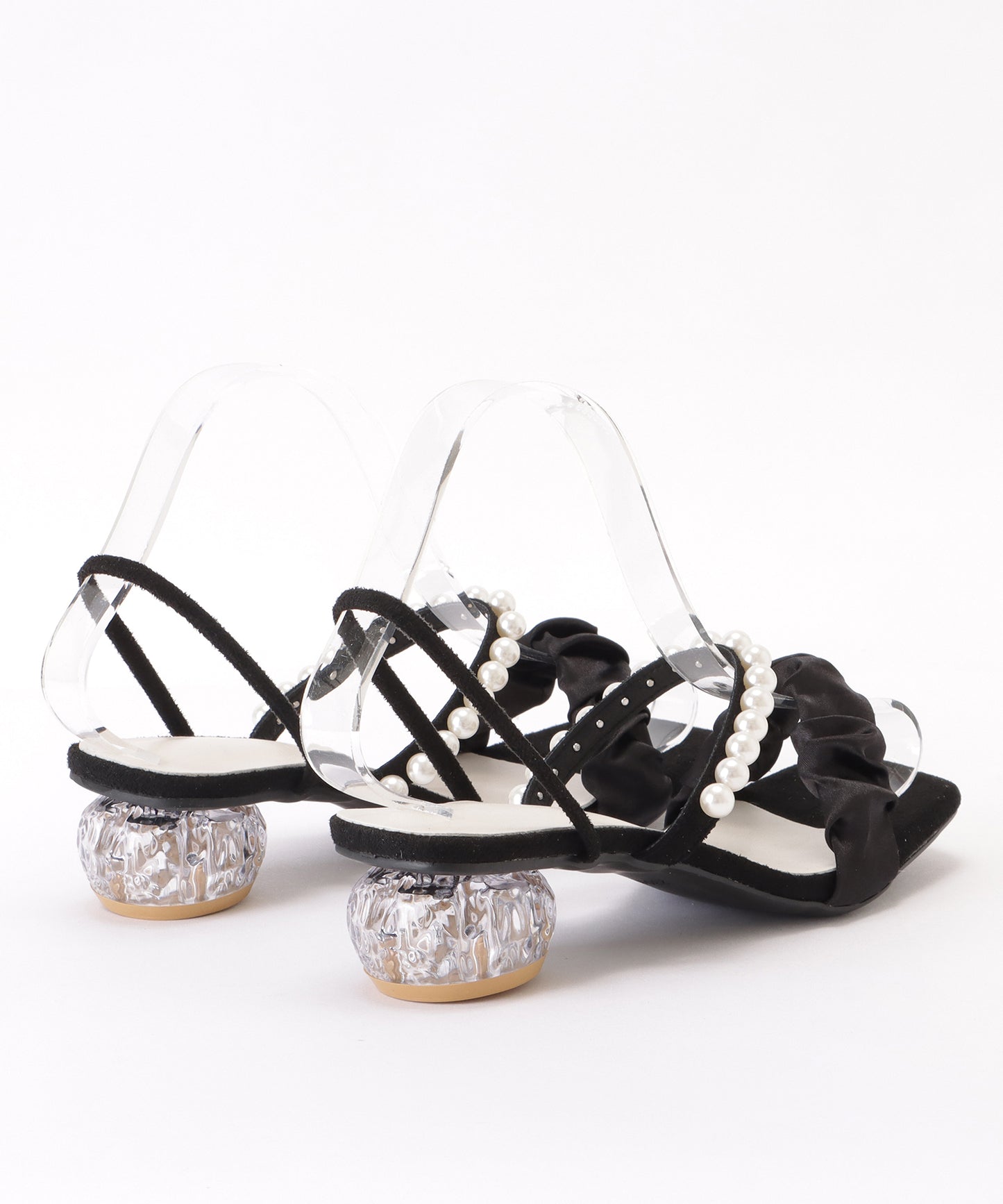 サテン×パール2WAYストラップサンダル