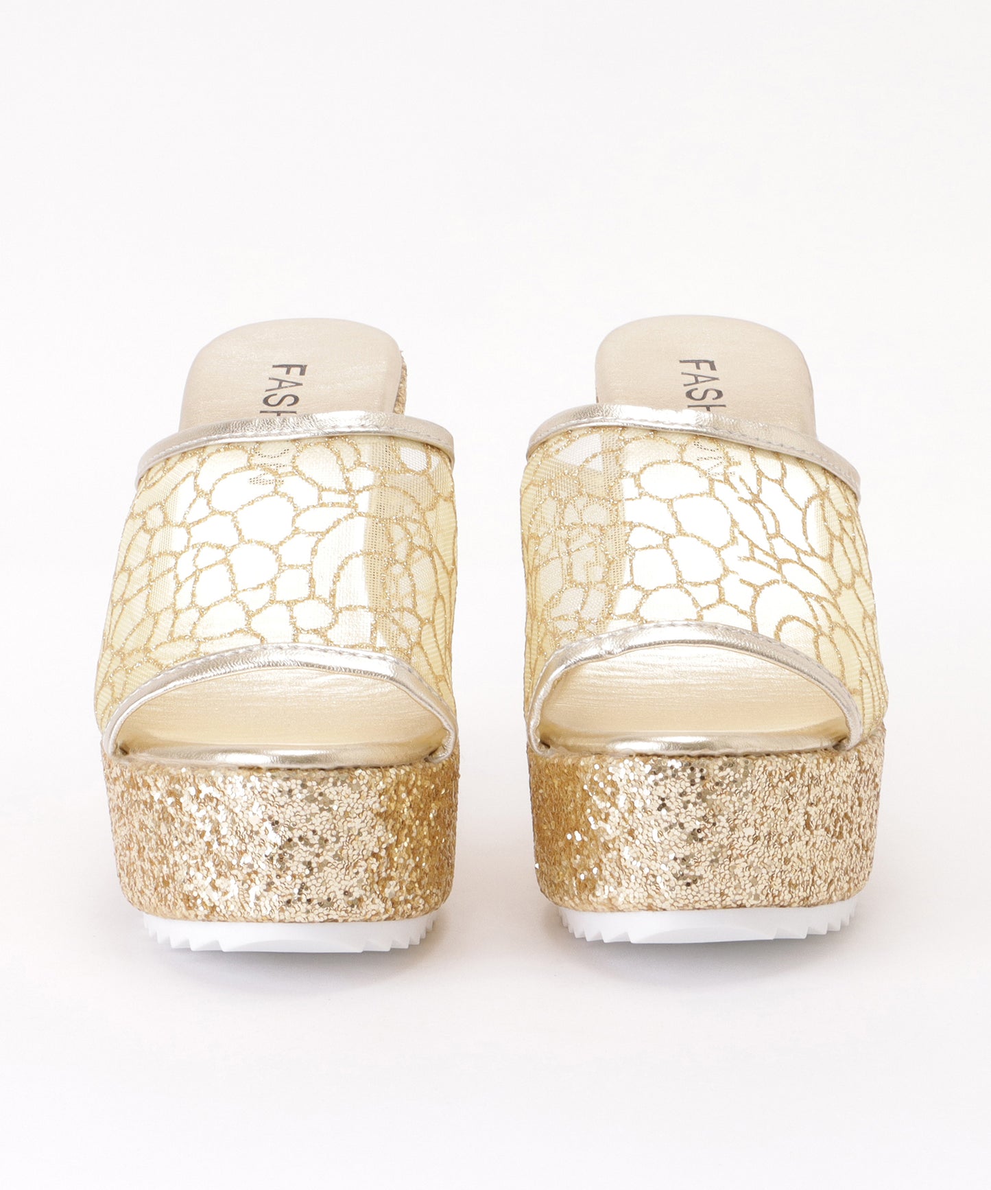 ラメソールボリュームレースサンダル