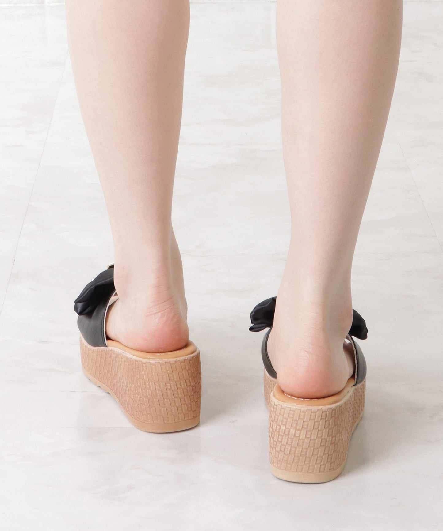 ビッグリボン厚底ウエッジサンダル