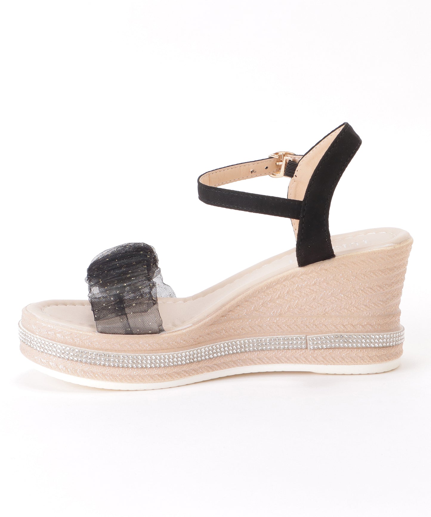 レースベルトストラップウエッジサンダル