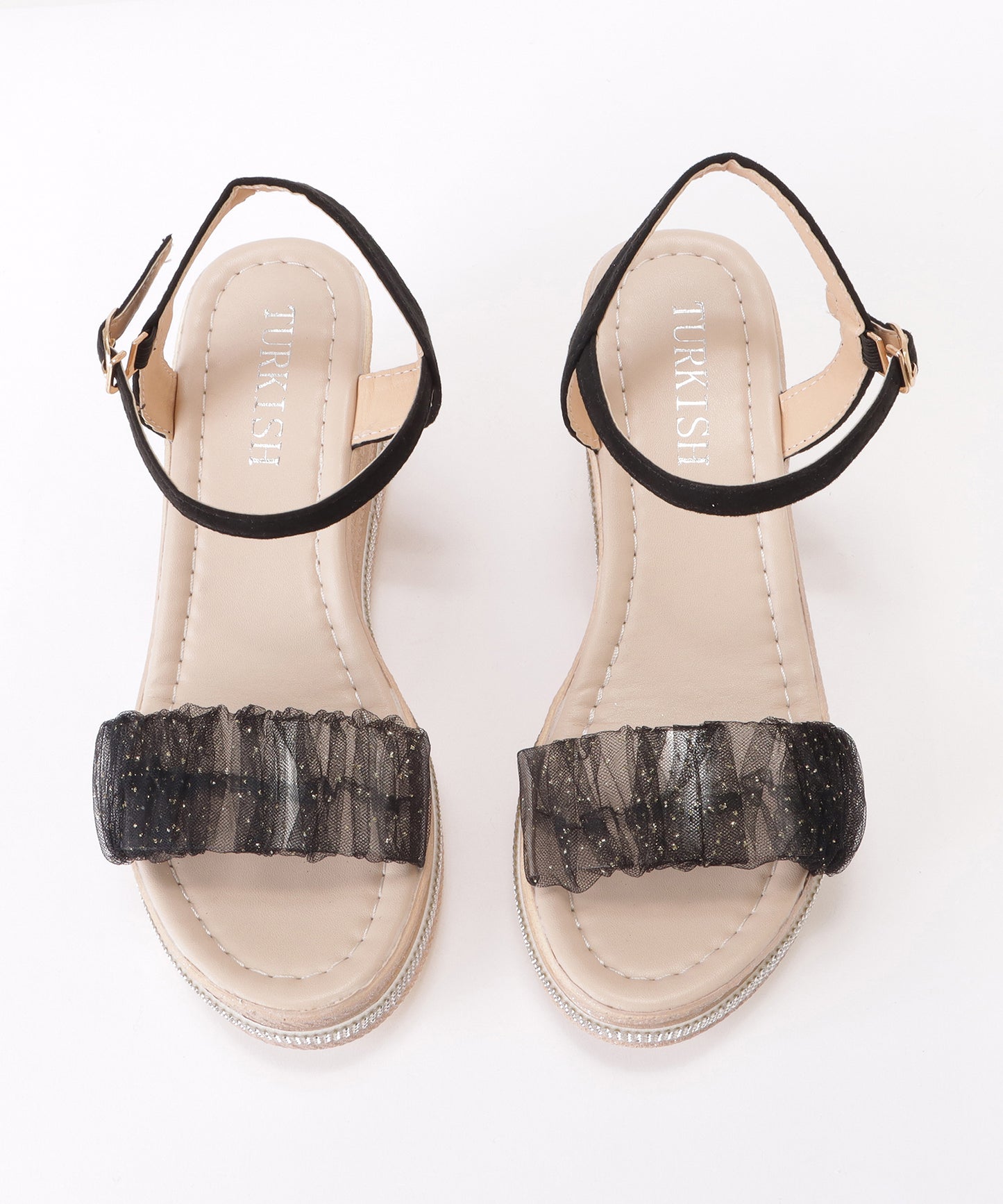 レースベルトストラップウエッジサンダル