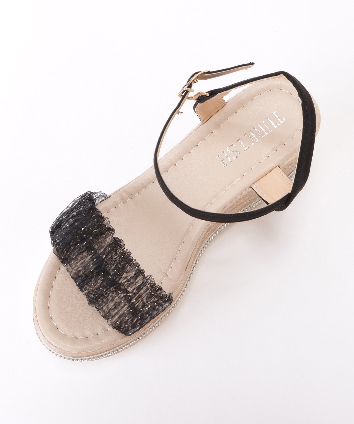 レースベルトストラップウエッジサンダル