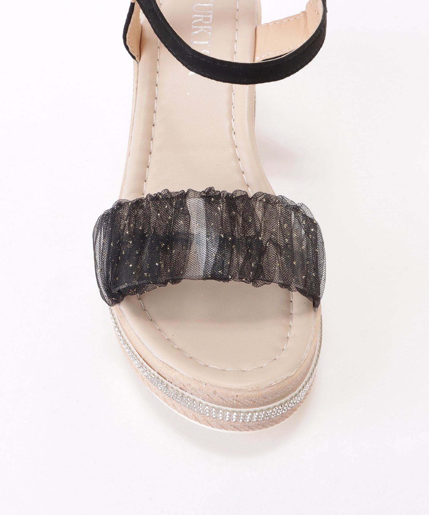 レースベルトストラップウエッジサンダル