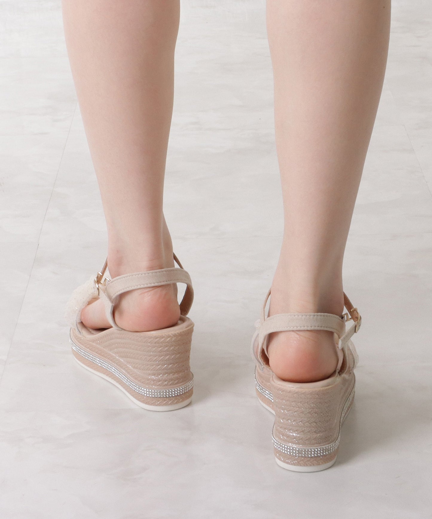 レースベルトストラップウエッジサンダル