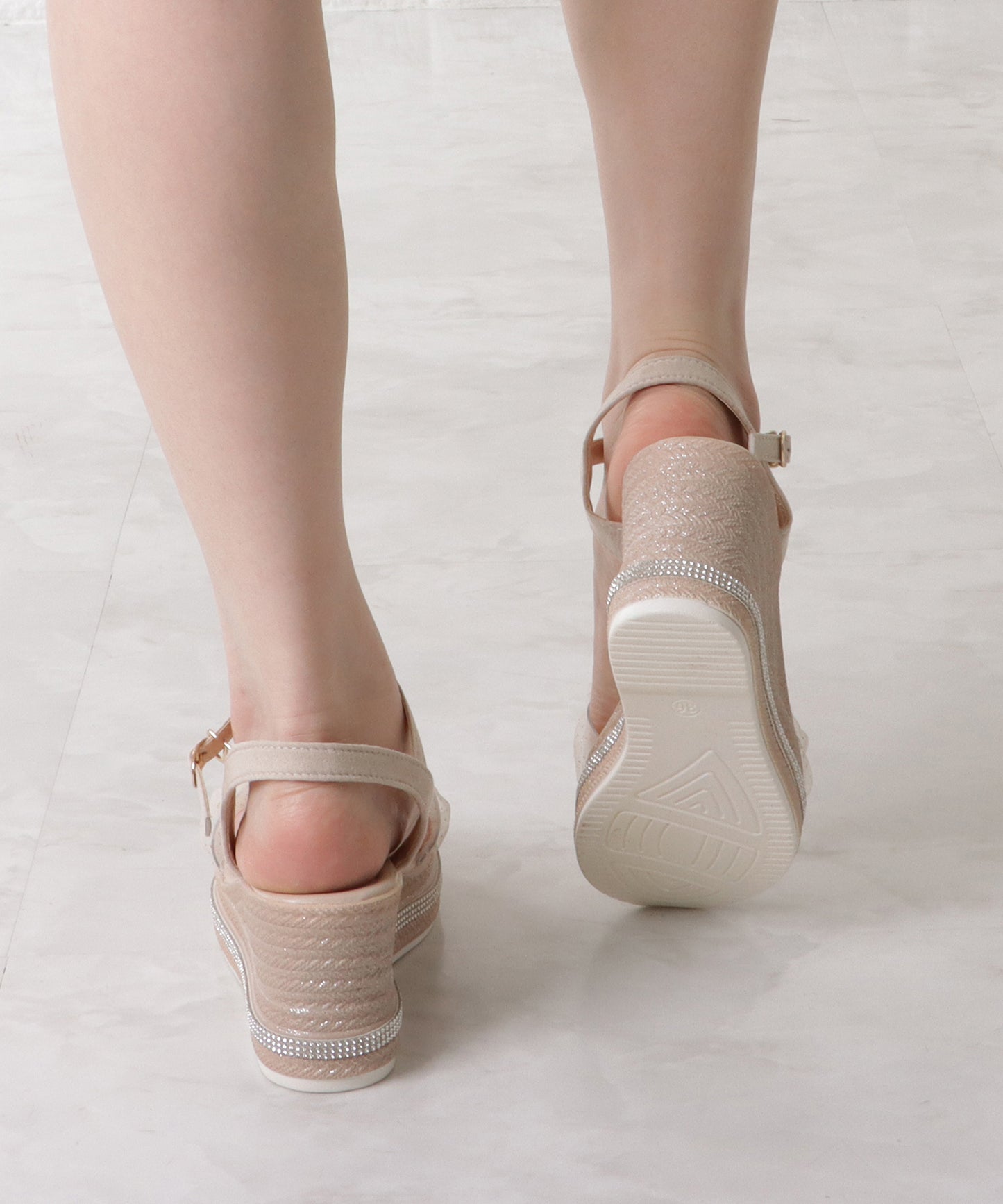 レースベルトストラップウエッジサンダル