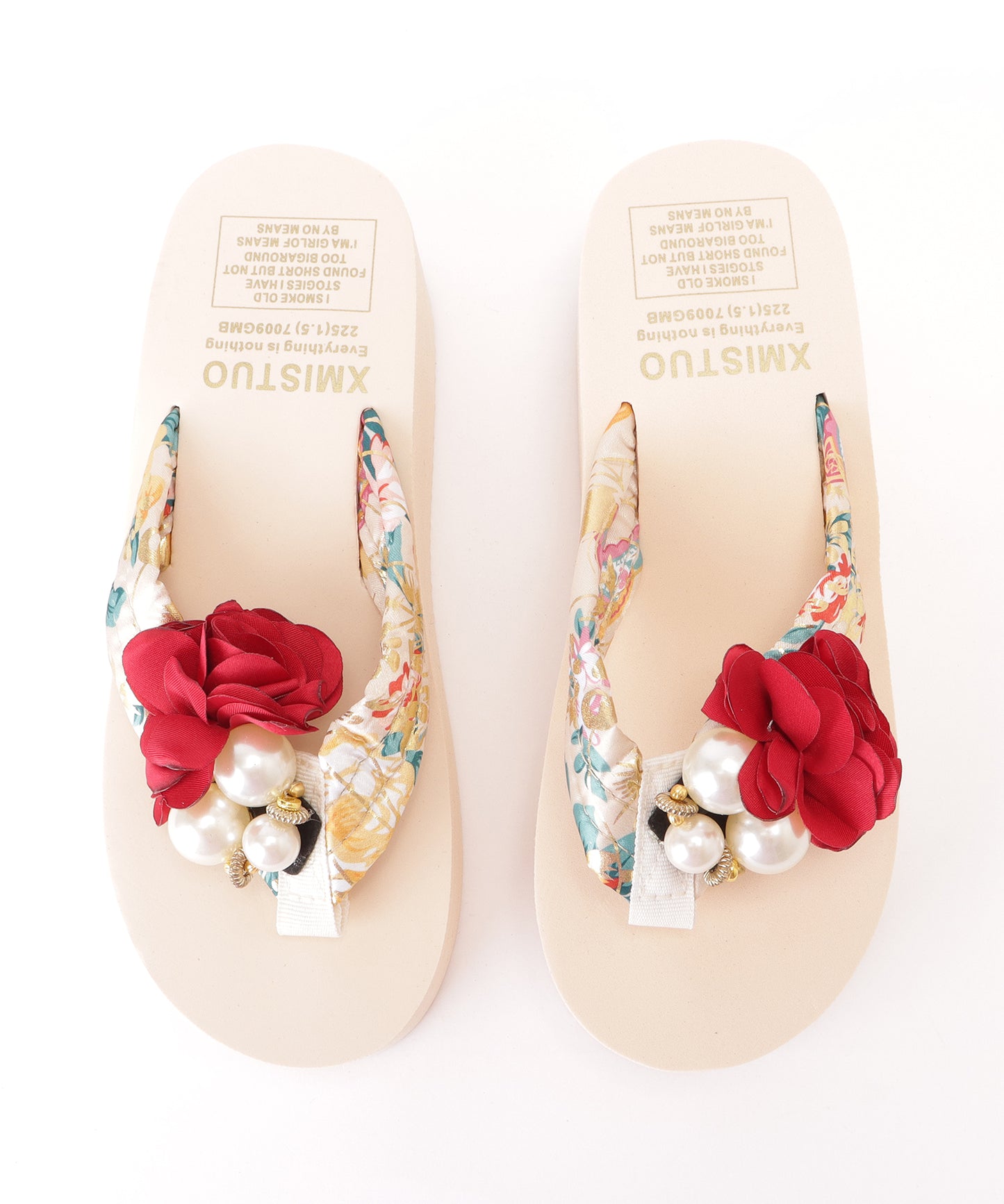 フラワー×パールモチーフ厚底ビーチサンダル