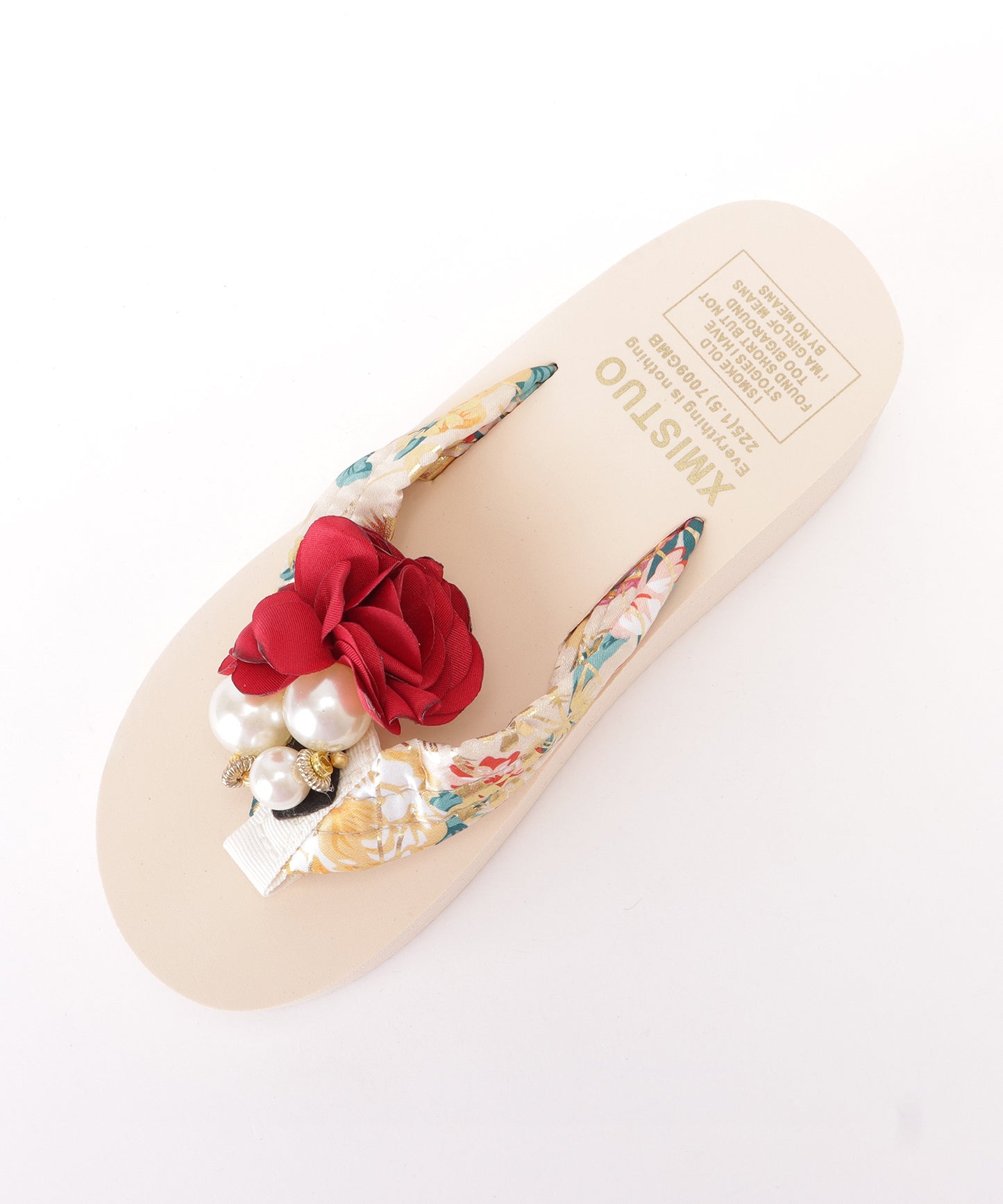 フラワー×パールモチーフ厚底ビーチサンダル