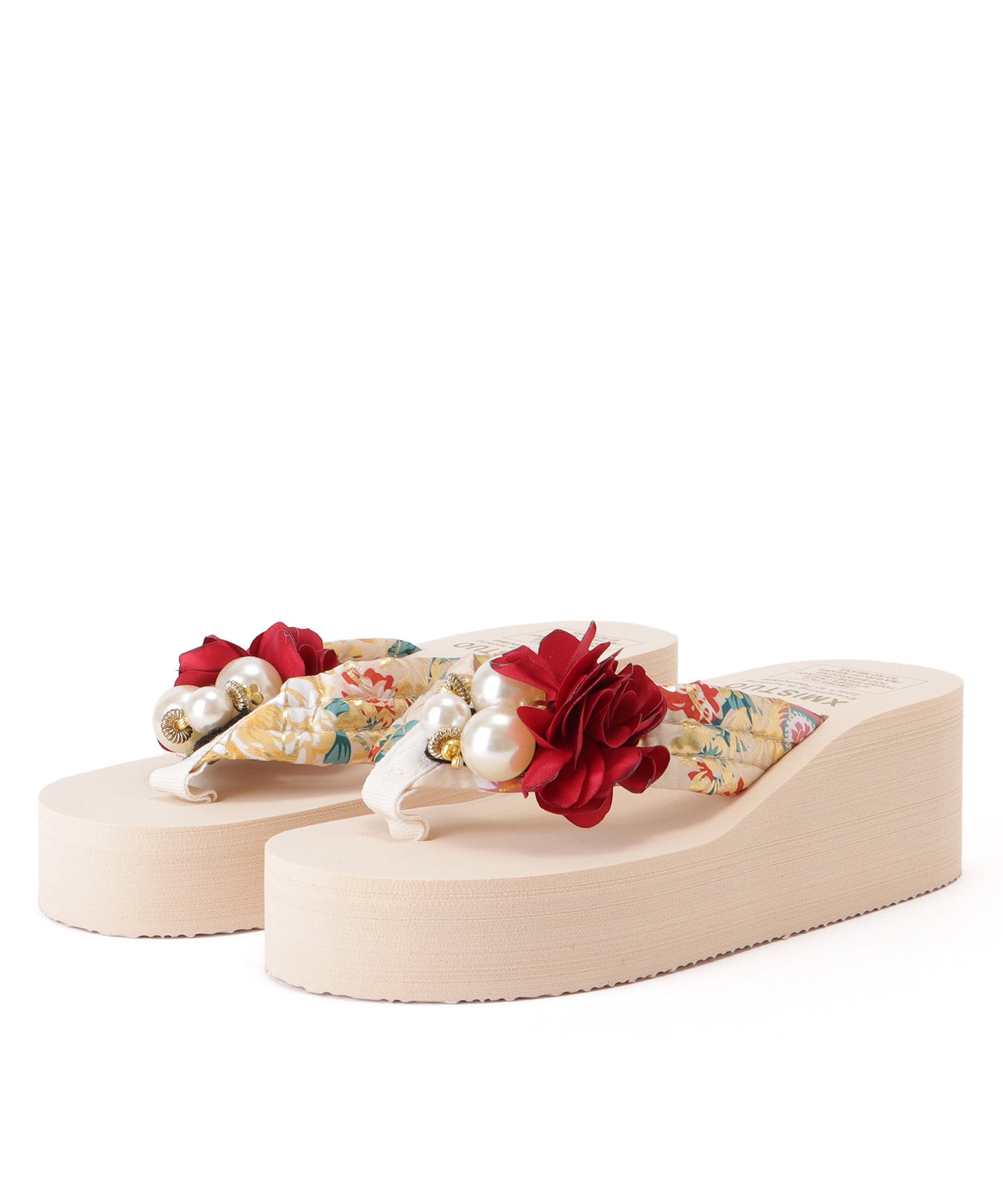 フラワー×パールモチーフ厚底ビーチサンダル