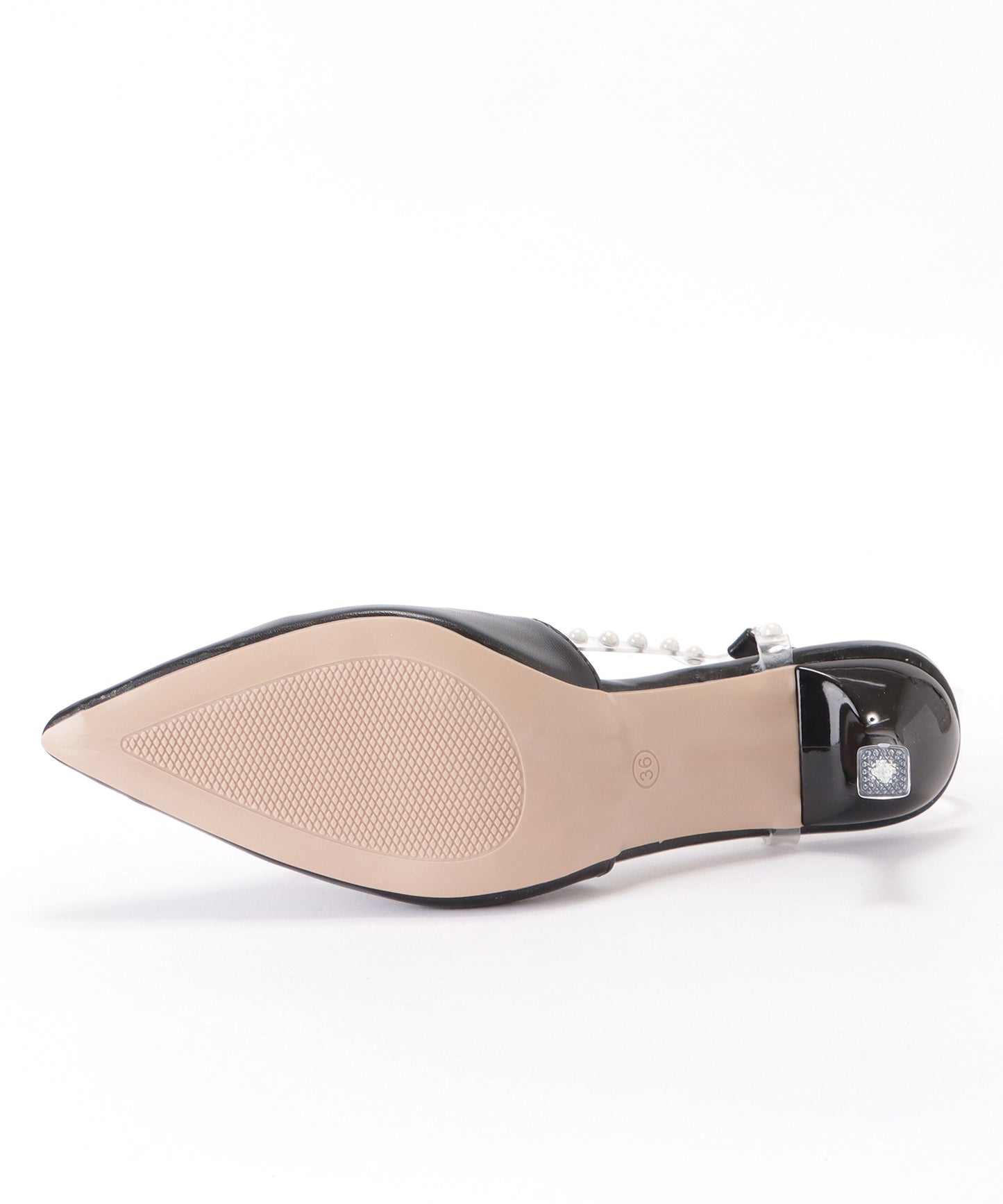 ポインテッドラインパールストラップパンプス