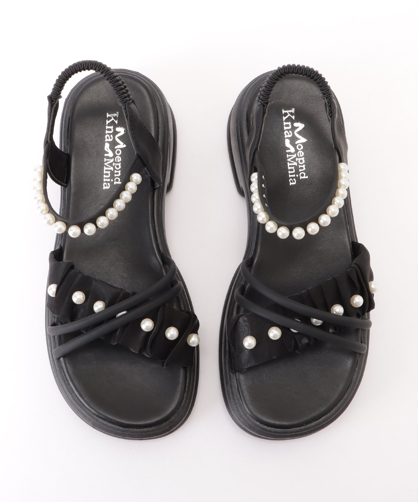 ナローストラップパールシュシュサンダル