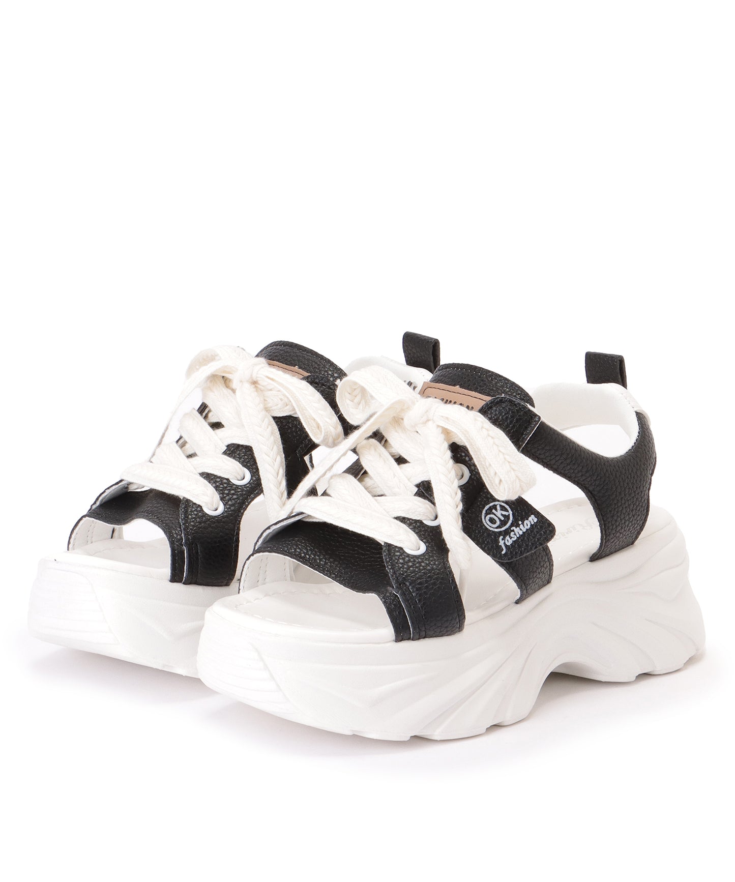 厚底 レースアップ ボリューム スニーカー サンダル