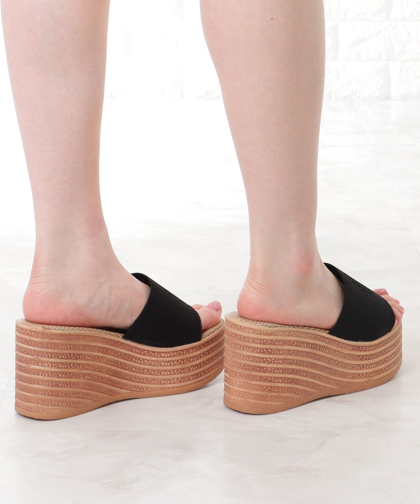 メッシュ バンド 厚底 ウエッジ サンダル