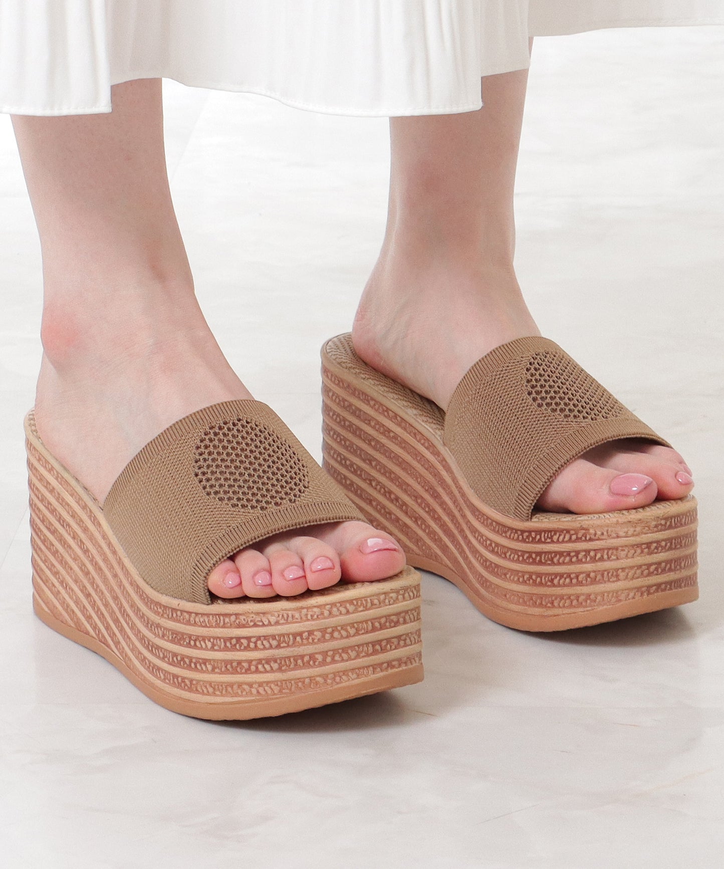 メッシュ バンド 厚底 ウエッジ サンダル
