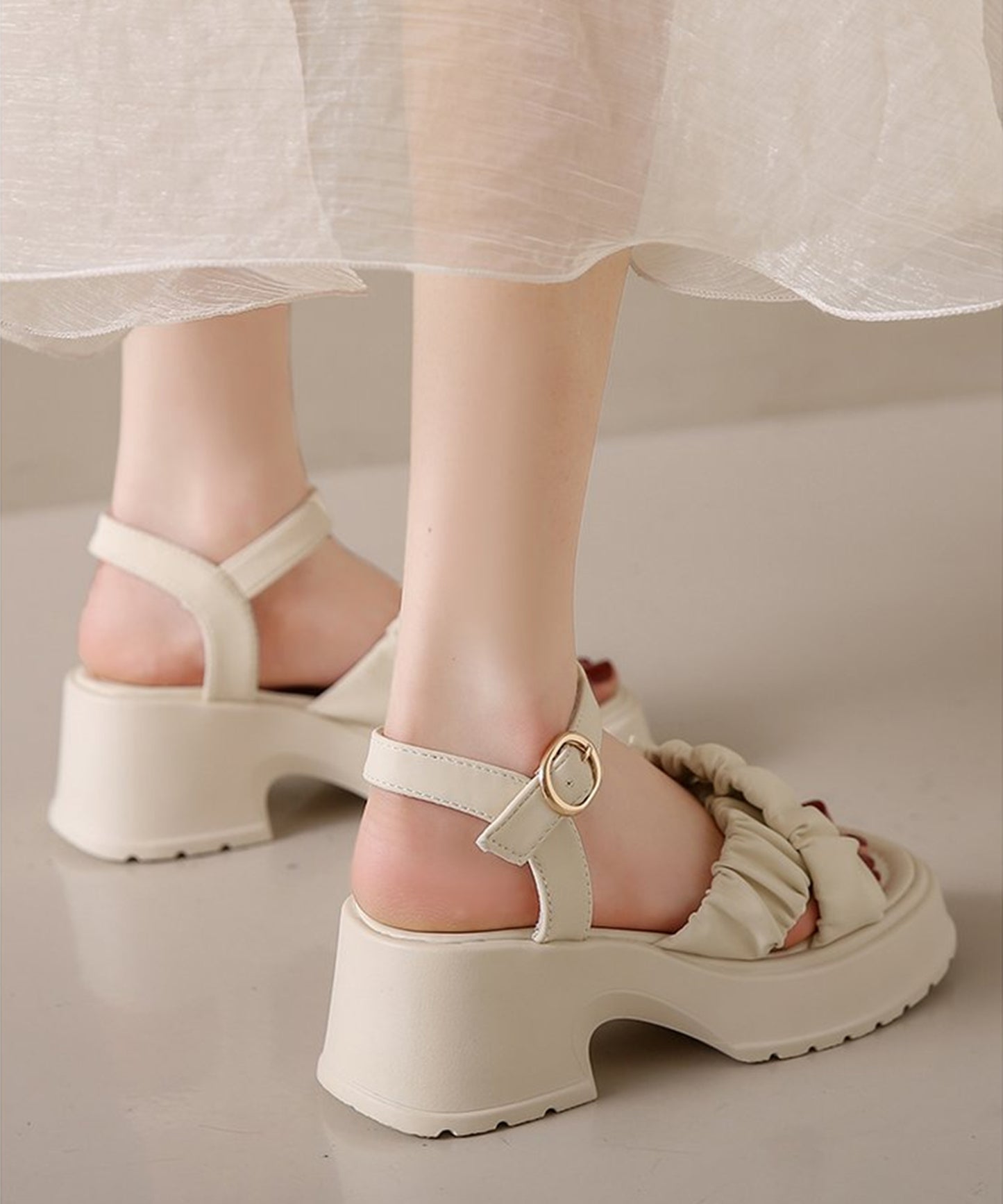 クロス シュシュ ベルト 厚底 ストラップ サンダル