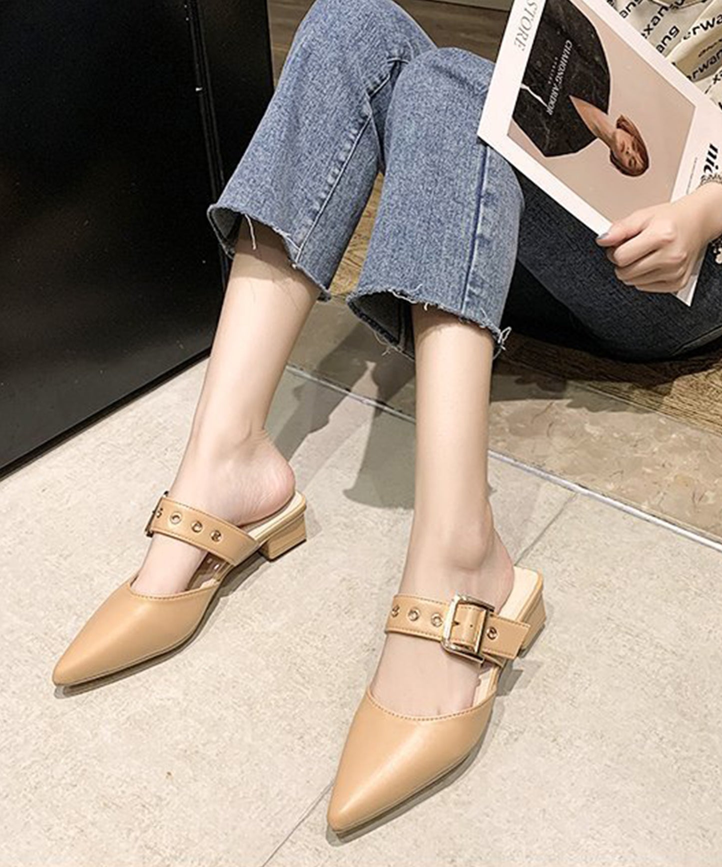 ポインテッド スタッズ ミュール サンダル