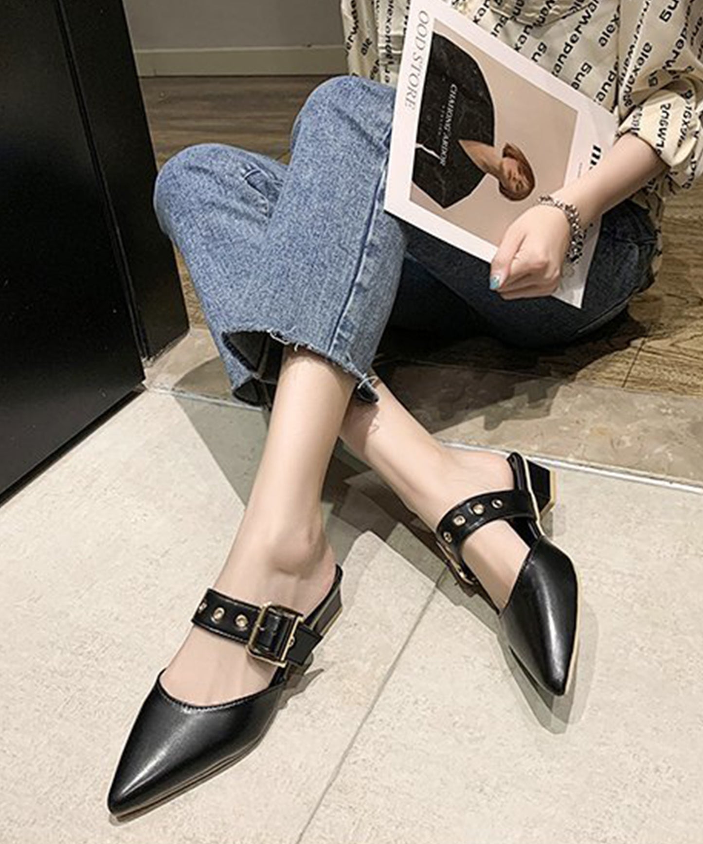 ポインテッド スタッズ ミュール サンダル